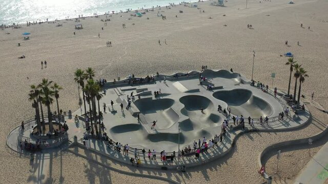 Flying Around Skatepark and Away From Santa Monica