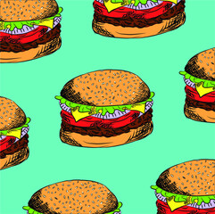 Background with hand drawn burger