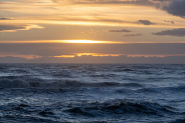 Italy Tuscany Grosseto Maremma natural park, Marina di Alberese, sunset over the stormy sea