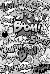 コミック風の吹き出しモノクロ背景素材