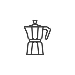Mocha coffee pot line icon. linear style sign for mobile concept and web design. Italian coffee pot outline vector icon. Symbol, logo illustration. Vector graphics
