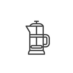 Coffee pot line icon. linear style sign for mobile concept and web design. French press outline vector icon. Symbol, logo illustration. Vector graphics