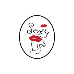 logo lips vector illustration of circle design