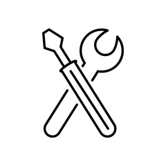 Wrench and screwdriver icon isolated on white background. Working tools icon vector illustration.