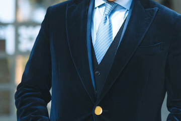 blue coat on businessman