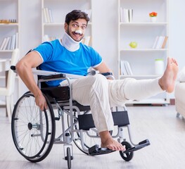 Injured young man recovering at home