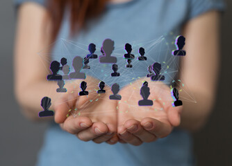 Business people silhouettes network team