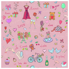 Valentine`s Day. Love background vector seamless pattern 