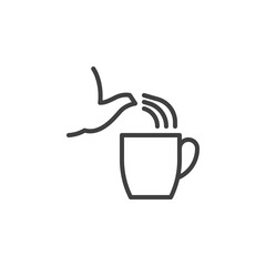 Pouring tea in cup line icon. linear style sign for mobile concept and web design. Teapot and cup outline vector icon. Symbol, logo illustration. Vector graphics