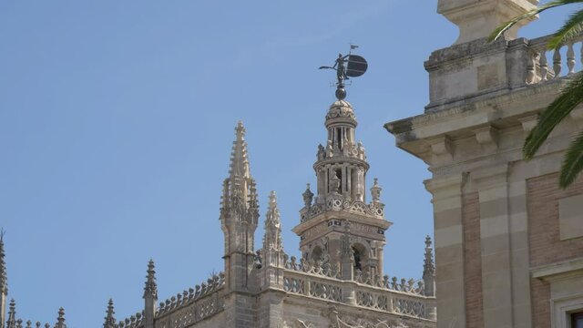 Statue of the Giraldillo that stands on top of the Giralda tower in the Cathedral of Santa Mar&iacute;a in Seville