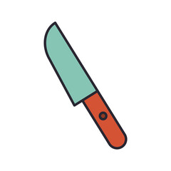 knife kitchen cutlery line and colors style icon