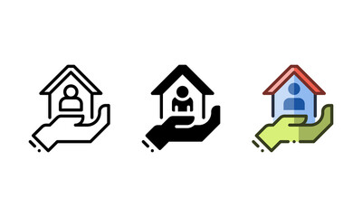 House owner icon. With outline, glyph, and filled outline styles