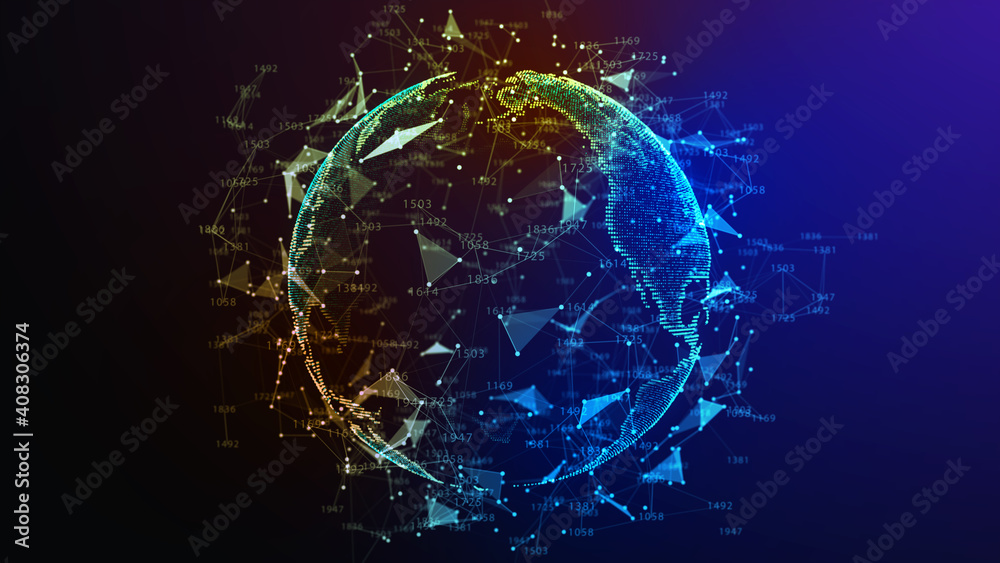 Canvas Prints connection globe. background with light effect. global international connectivity background. 3d ill