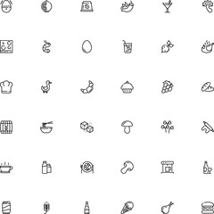 icon vector icon set such as: juicy, sandwich, rolling-pin, sense, field, color, quality, botanical, chef uniform, emblem, cork, vine, variety, mushrooms, hand, spike, tea, accessory, explosion