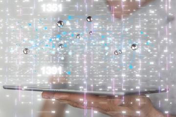Abstract network of physical devices on the Internet using a network connection with statistics...