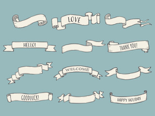 hand drawn vintage ribbon vector illustration02