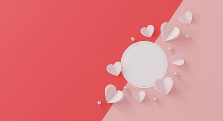 happy valentine's day concept. minimal scene with geometric forms. cylinder podium display or...