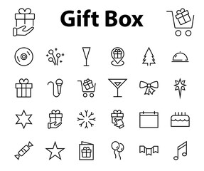 Simple set of celebration icons related to vector line. Contains icons such as music, new year, stars, balls, cake, karaoke, dj and much more. Editable stroke. 480x480