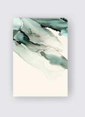 Alcohol ink vector texture banner. Fluid ink abstract background.