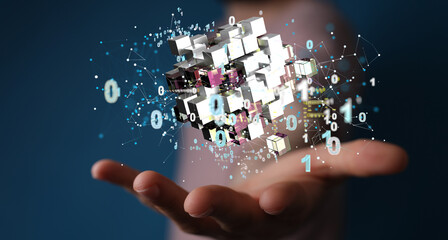 Artificial Intelligence Cloud technology. Integrated digital web concept background