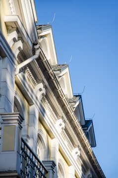 Architecture background exterior of classical building with decor elements