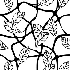Leaves and branches decorative seamless repeating pattern vector illustration