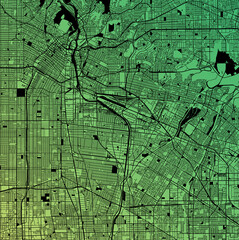 Los Angeles, California, United States (USA) - Urban vector megacity map with parks, rail and roads, highways, minimalist town plan design poster, city center, downtown, transit network