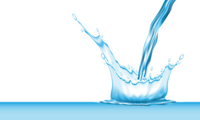 Realistic vector of pour drink water and blank space on white background illustration.