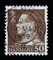 Stamp printed in Denmark shows King Frederik IX, series, circa 1967