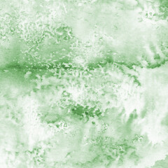Green ink and watercolor texture on white paper background. Paint leaks and decalcomania effects. Hand-painted gouache abstract image. Mess on the canvas.