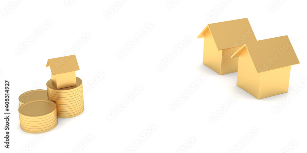 Aufkleber the growth of home savings real estate project home investment concept and gold. for a better future