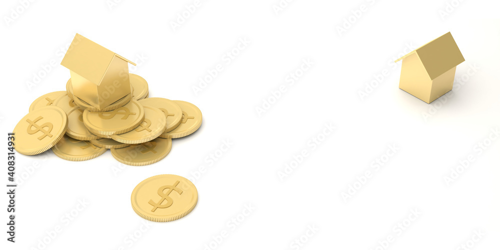Aufkleber the growth of home savings real estate project home investment concept and gold. for a better future