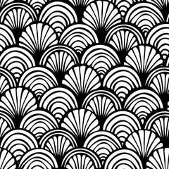 Vector seamless hand drawn pattern, fish scale print. Beautiful asian style design for textile, wallpaper, wrapping paper, stationery.