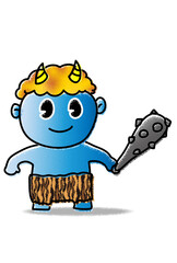 青鬼　全身　版画ペイント版