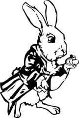 Rabbit with a watch in his jacket