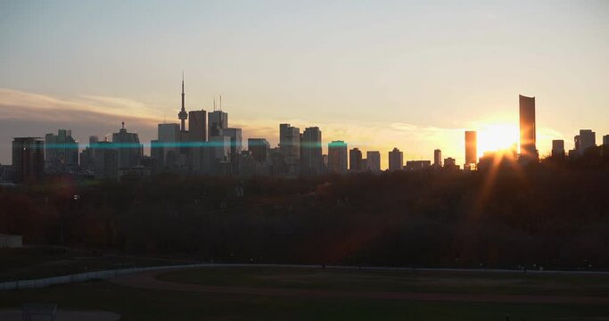 A spectacular sunset pan across Toronto's skyline
