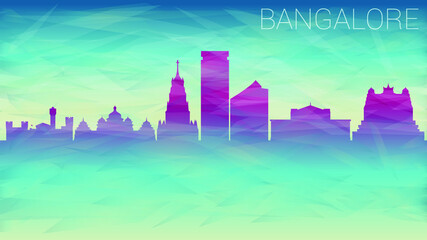 Bangalore India Skyline City Vector. Broken Glass Abstract Geometric Dynamic Textured. Banner Background. Colorful Shape Composition.