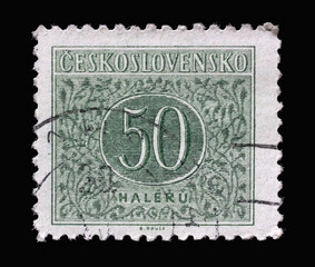Stamp printed in Czechoslovakia shows Numbers Value, Postage Due Stamps series, circa 1955