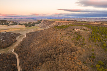 Horizontal drone view of landscape