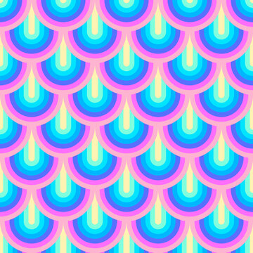 Unicorn rainbow stripes pattern. Neon pastel rainbow illustration. Seamless vector background. Mermaid scales pattern