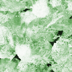 Green ink and watercolor texture on white paper background. Paint leaks and decalcomania effects. Hand-painted gouache abstract image. Mess on the canvas.