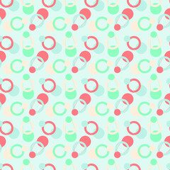 Abstract seamless pattern with vector geometry circles and dots