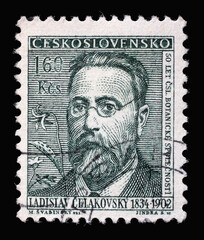 Stamp printed in Czechoslovakia from the "Cultural Celebrities and Anniversaries" issue shows Ladislav Celakovsky (founder, Czech Botanical Society), circa 1962.