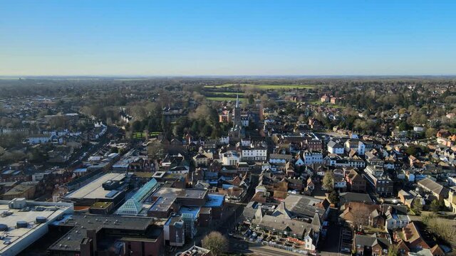 Bishop Stortford town centre Hertfordshire UK Aerial point of view.