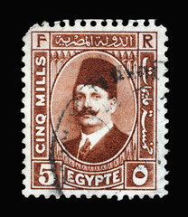 Stamp printed in Egypt shows King Farouk (1920-1965), circa 1946
