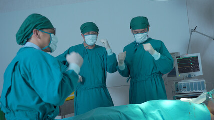 Professional medical doctor team dancing in hostipal