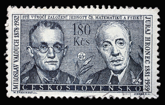 Stamp printed in Czechoslovakia shows Miloslav Valouch (1878-1952) and Juraj Hronec (1881-1959), Anniversary cultural figures series, circa 1962