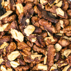 split walnut kernels for background. High quality photo