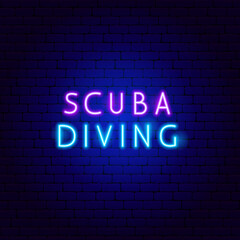 Fototapeta na wymiar Scuba Diving Neon Text