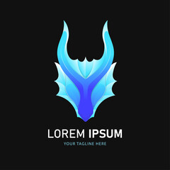 Blue Dragon Logo Design. Gradient Style Logo template
